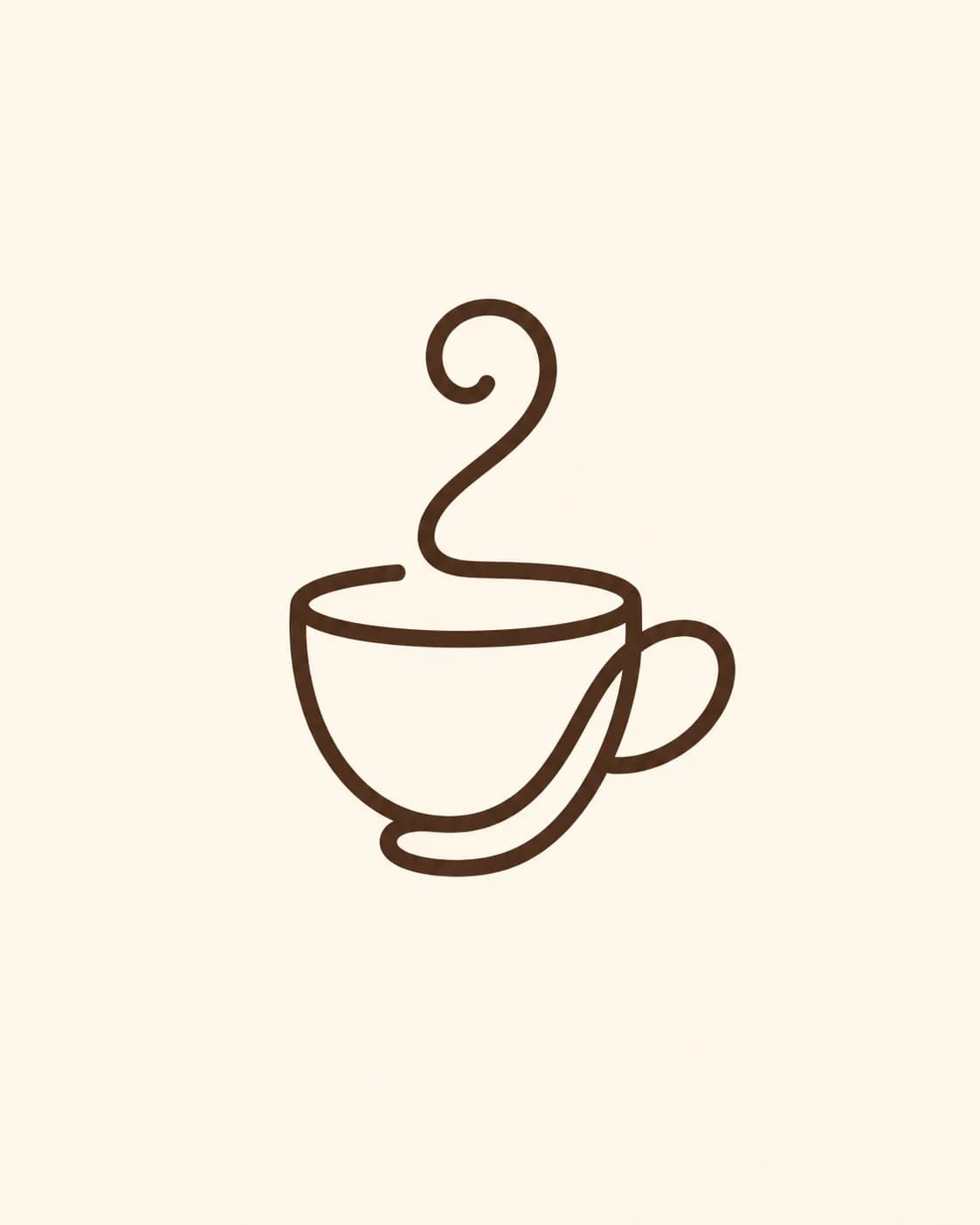 Minimalist AI prompt real output: Original minimalist logo concept for a coffee brand, one continuous dark-brown line suggest