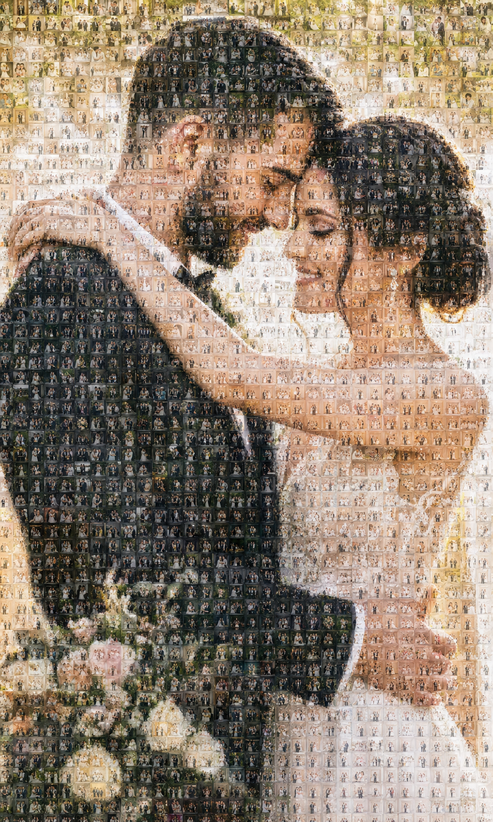 Wedding portrait made from small celebration photos